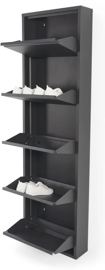 Черна метална накланяща се стойка за обувки 50x169x15 cm Billy – Spinder Design