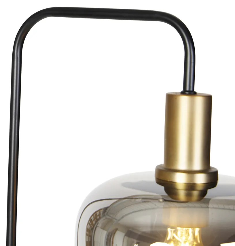 Интелигентна подова лампа черна със злато и опушено стъкло с Wifi A60 - Zuzanna