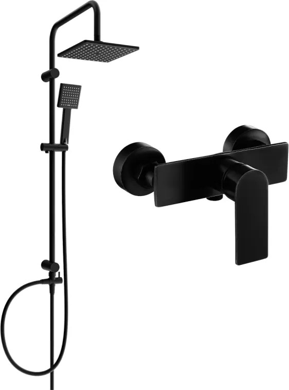 Mexen Tord външен душ комплект с дъждовен душ и душ батерия Alfa, черен - 745740200-70