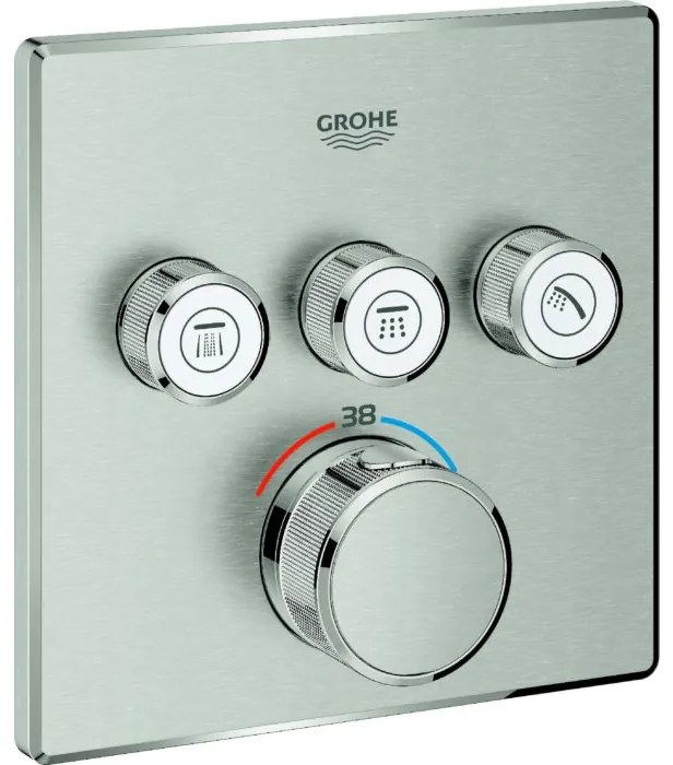 Термостатичен Смесител за вграждане 3 εξόδων Grohe II-Glossy silver