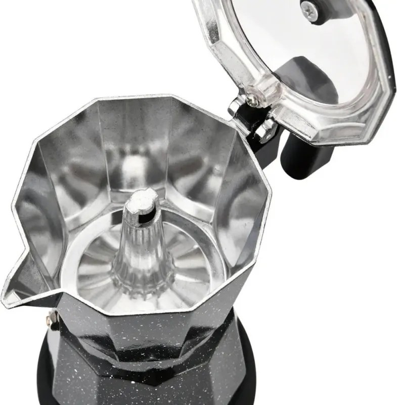 Електрическа кубинска кафеварка Klausberg KB 7998, 500W, 6 чаши, Вграден нагревател, Предпазен клапан, Черен мрамор
