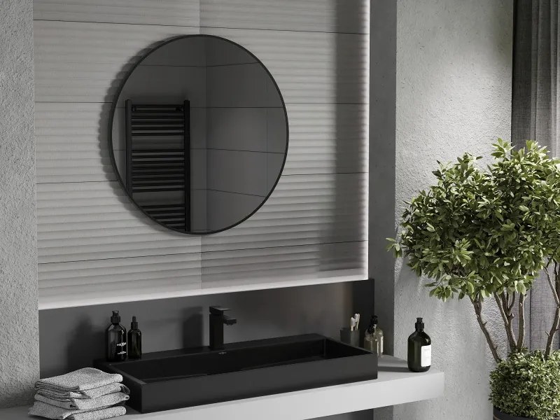 Mexen Loft кръгло огледало за баня 80 см, черна рамка - 9850-080-080-000-70