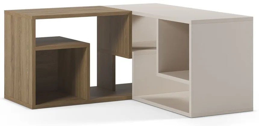 Бяла/в естествен цвят ъглова маса за телевизор от декор от дъб 145x45x35 cm Glina – Marckeric