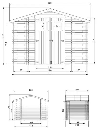 Барака с два навеса - 312 x 200 см – 5 м2