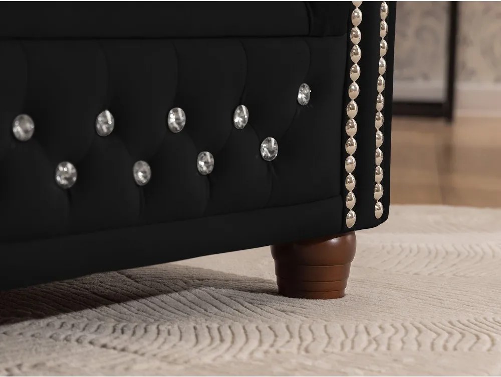 Черен кадифен разтегателен ъглов диван (ляв ъгъл L форма) York Blik – Ropez