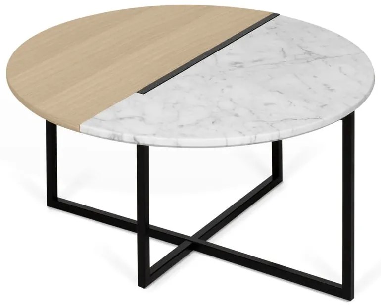 Кръгла маса за кафе с дъбов плот ø 80 cm Sonata - TemaHome