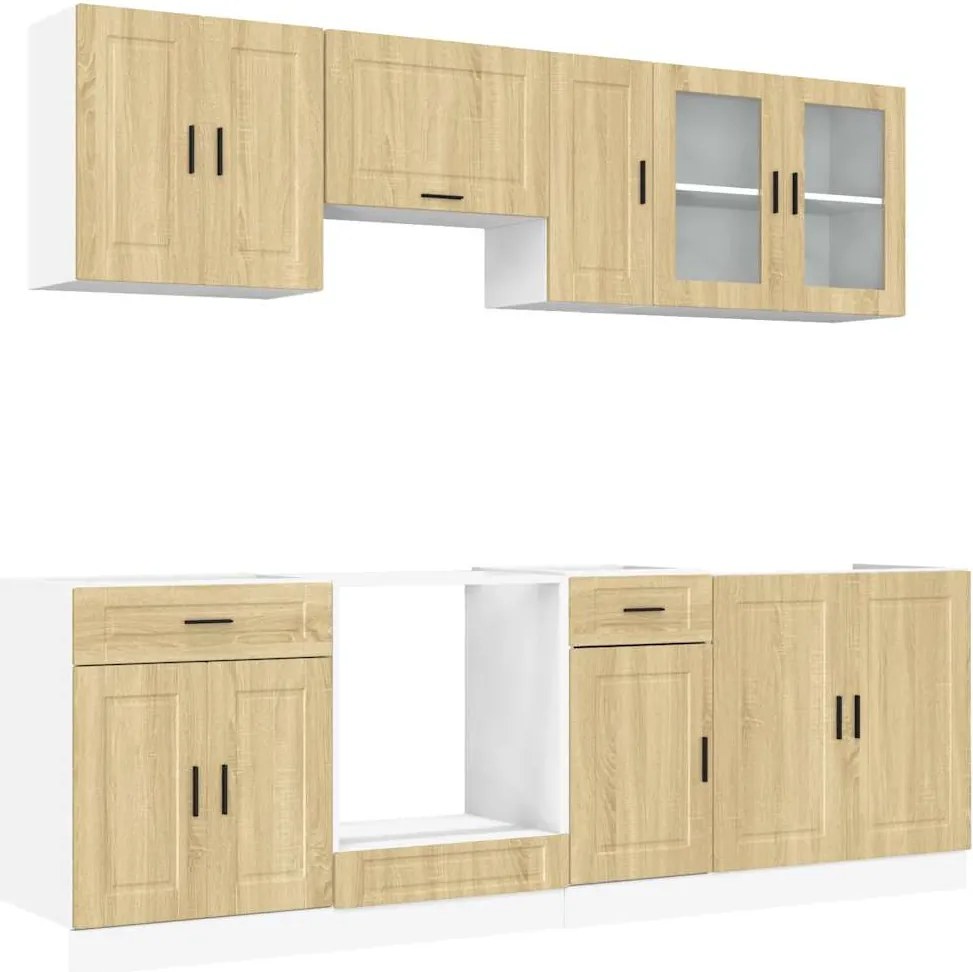 3314844 vidaXL Комплект кухненски шкафове от 8 части "Porto", дъб сонома, инженерно дърво