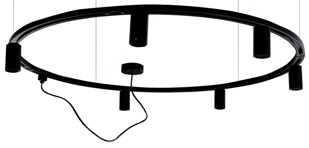Модерна висяща релсова система за осветление с 6 черни прожектора 1-фазов GU10 50mm - Iconic Ruby Honey