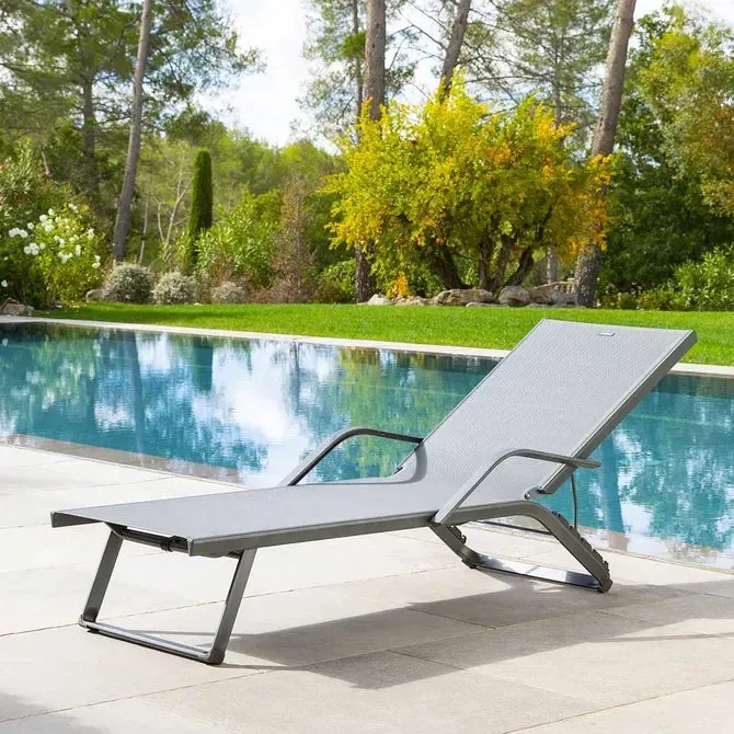 Сгъваем шезлонг Hesperide Bayamo, Алуминий - Кварц/Графит