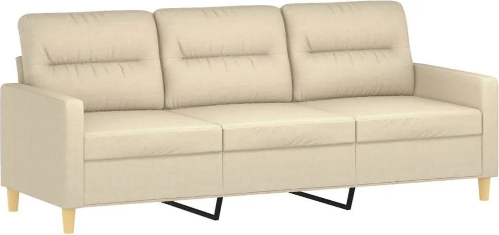 359245 vidaXL 3-местен диван, кремав, 180 см, плат