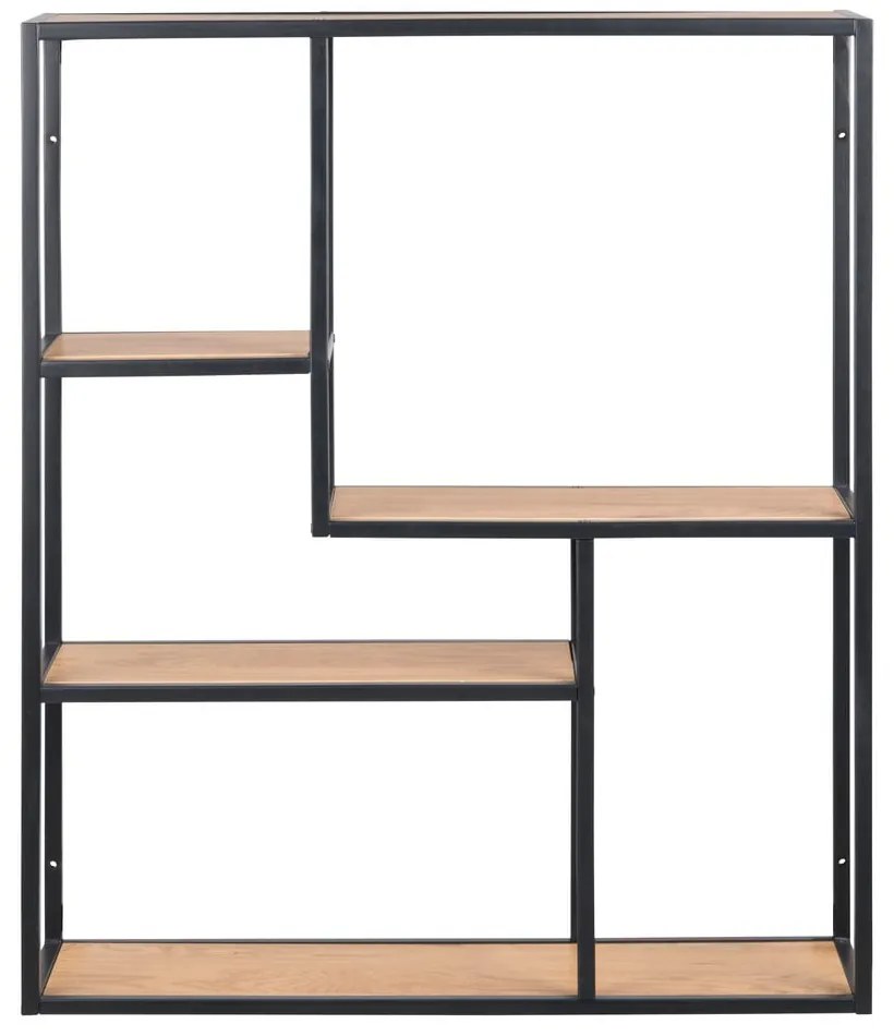 Черна/естествена стенна библиотека от декор от дъб 75x91 cm Seaford – Actona