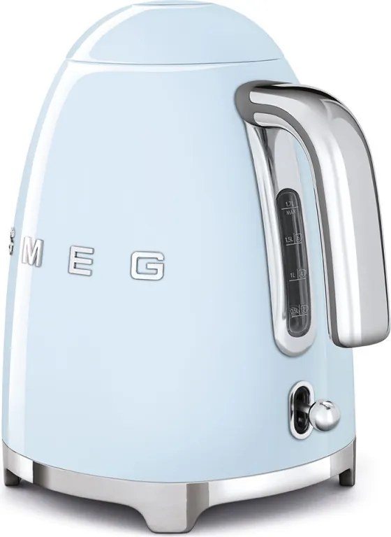 Електрическа кана SMEG KLF03PBEU, 2400 W, 1.7 л, 360° основа, Гланцово покритие, Пастелно син