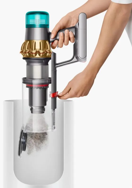 Вертикална прахосмукачка Dyson V15 Detect Аbsolute 447000-01, 660W, 0.76 л, 60 мин автономия, Сензори, 3 режима, LCD, Сив/златист