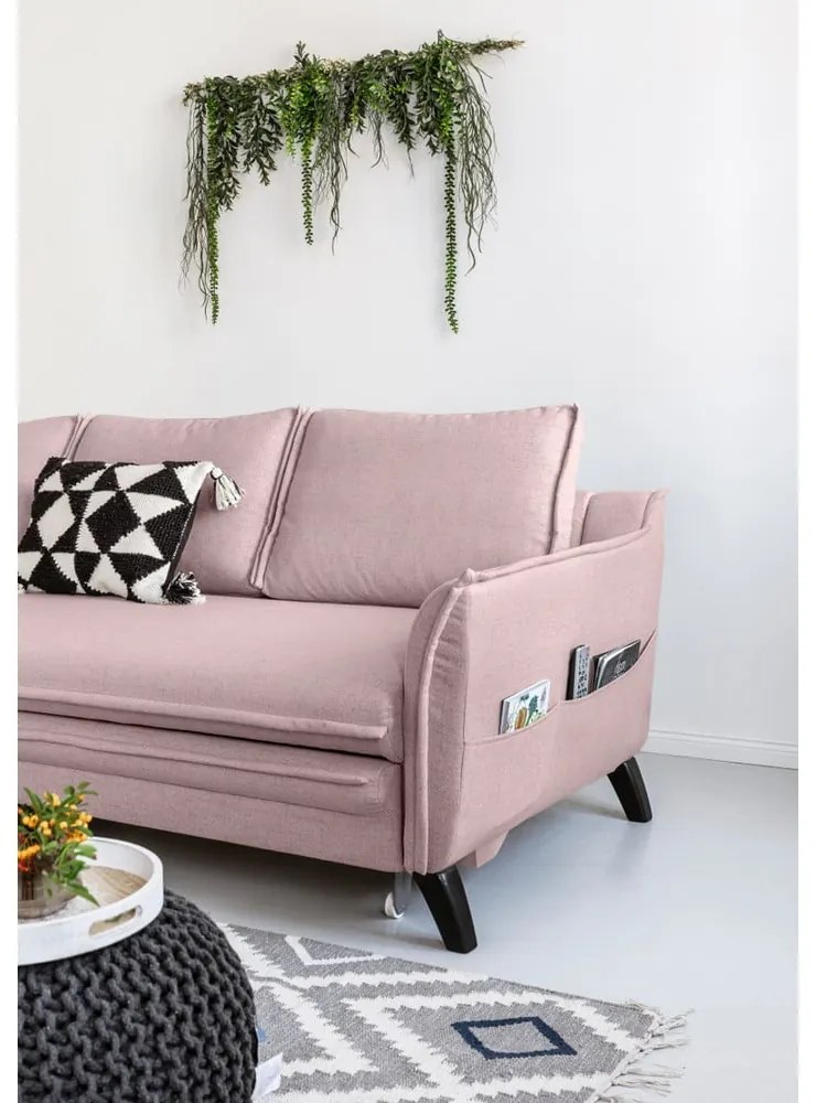 Прахово розов ъглов разтегателен диван, ляв ъгъл Charming Charlie - Miuform