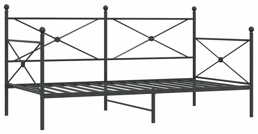 4104669 vidaXL Дневно легло без матрак Черно 100x190 cm Стомана