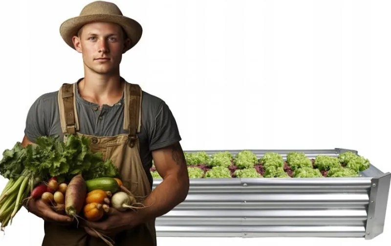 Повдигната цветна леха сребриста, ъглова 140 x 60 x 30 cm