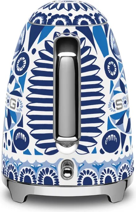 Електрическа кана SMEG Dolce & Gabbana KLF03DGBEU, 2400 W, 1.7 л, 360° основа, Гланцово покритие, Средиземноморско синьо