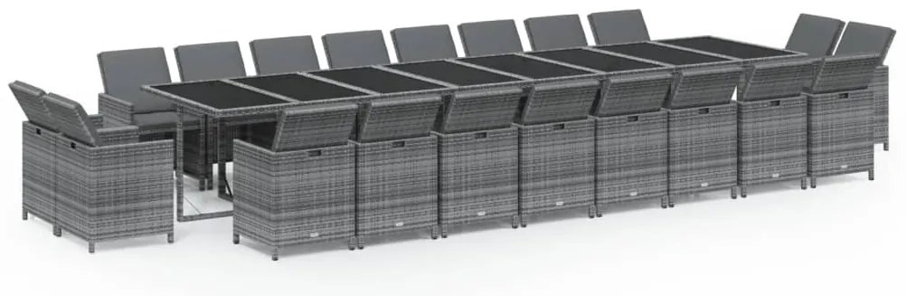 3095672 vidaXL Градински комплект с възглавници 21 части сив полиратан