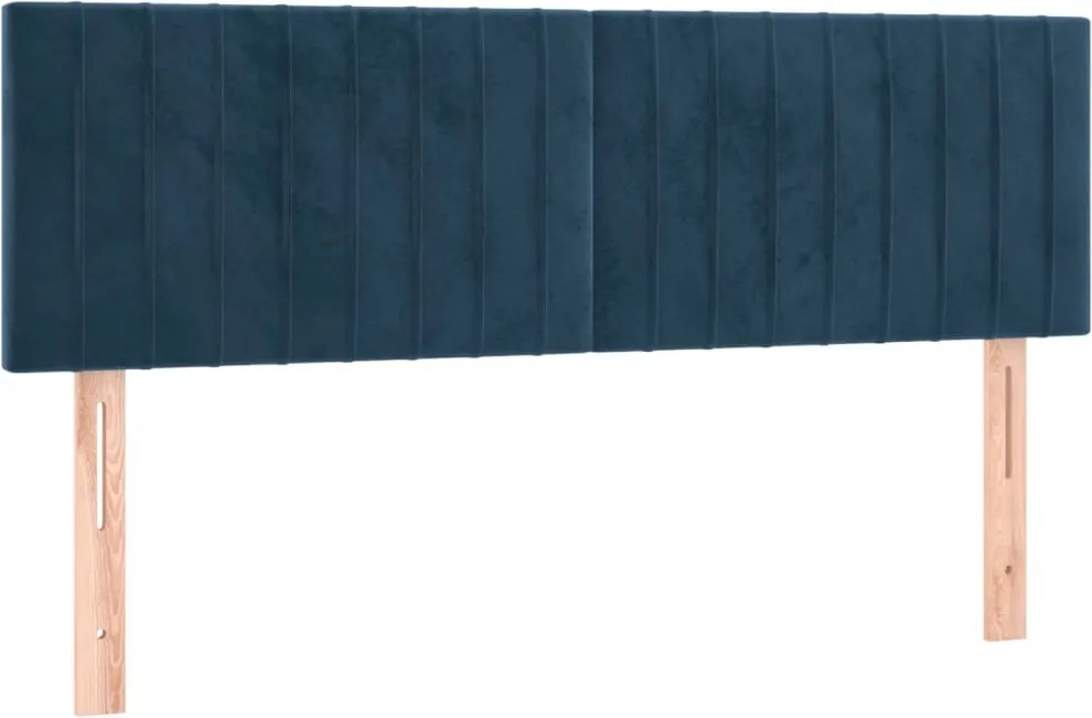 346254 vidaXL Горни табли за легло, 2 бр, тъмносини, 72x5x78/88 см, кадифе