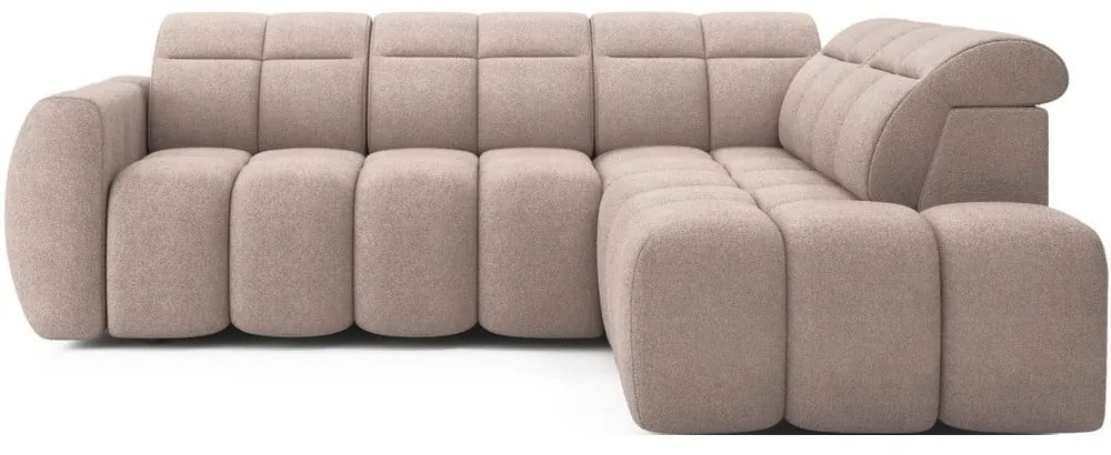 Светлокафяв разтегателен ъглов диван с място за съхранение от букле (десен ъгъл L форма) Falconn – ELTAP