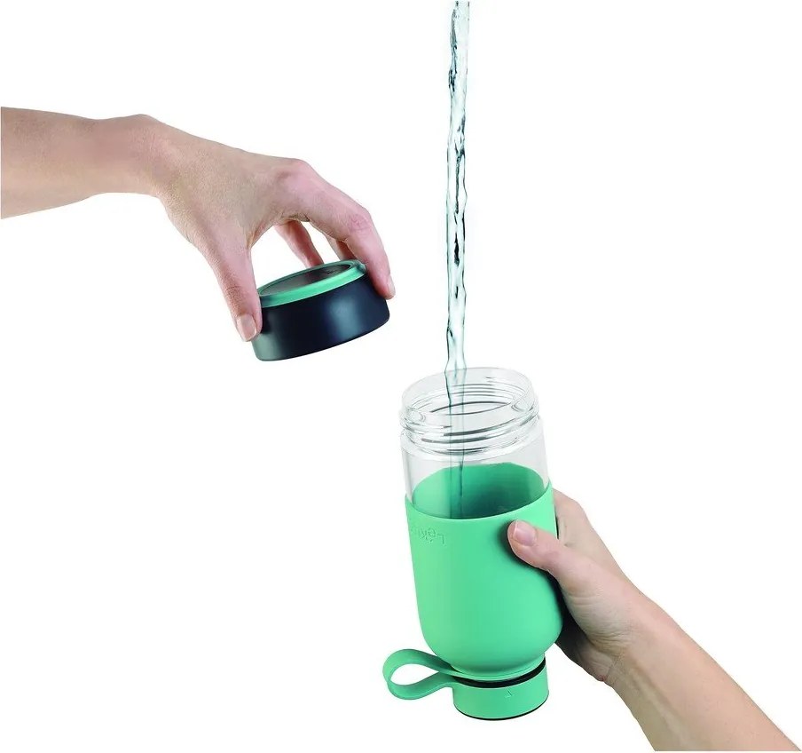 Тюркоазена бутилка за пътуване стъклена бутилка 500 ml To Go – Lékué