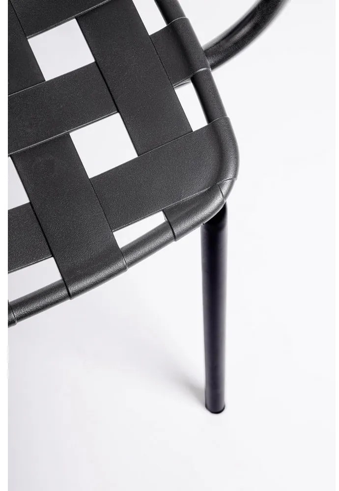 Черни градински столове в комплект от 4 бр. метални Clover – Bizzotto