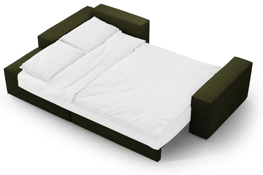 Тъмнозелен разтегателен ъглов диван от букле (ляв ъгъл) Jodie – Micadoni Home