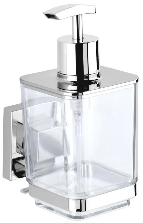 WENKO 22683100-Дозатор за течен сапун VACUUM-LOC QUADRO ED 7,5x16 см сребрист/лъскав хром