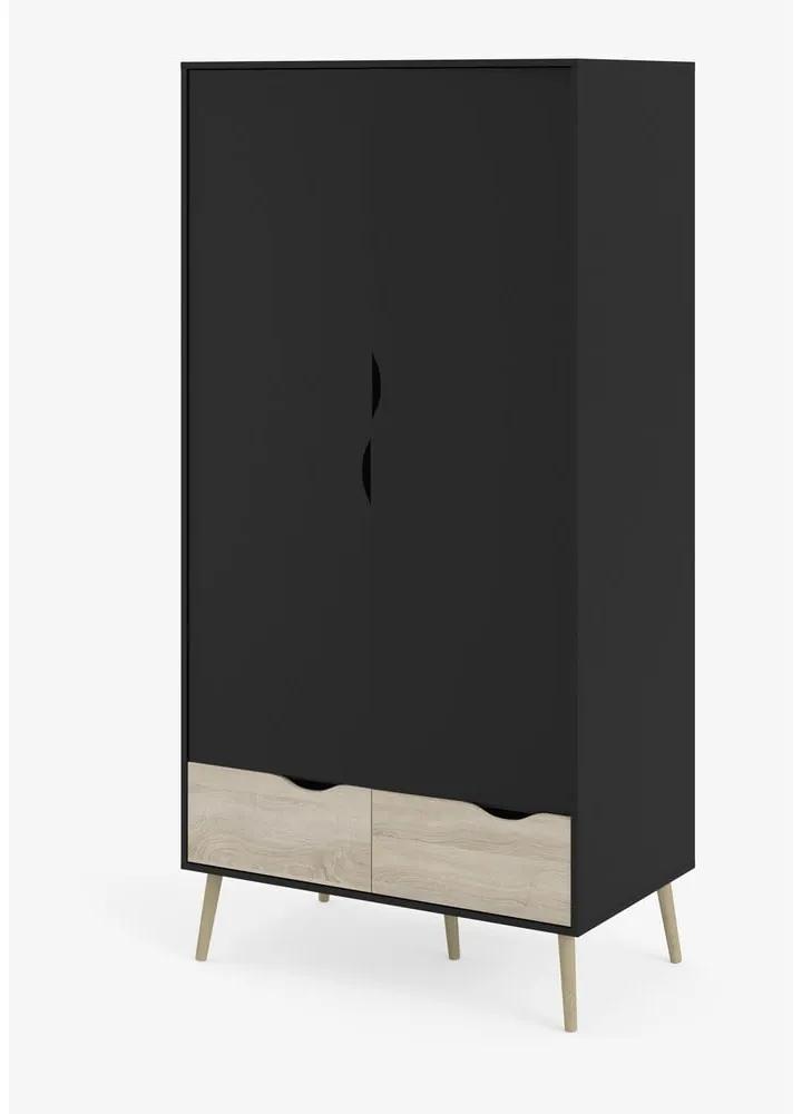 Черен гардероб 99x200 cm Oslo - Tvilum