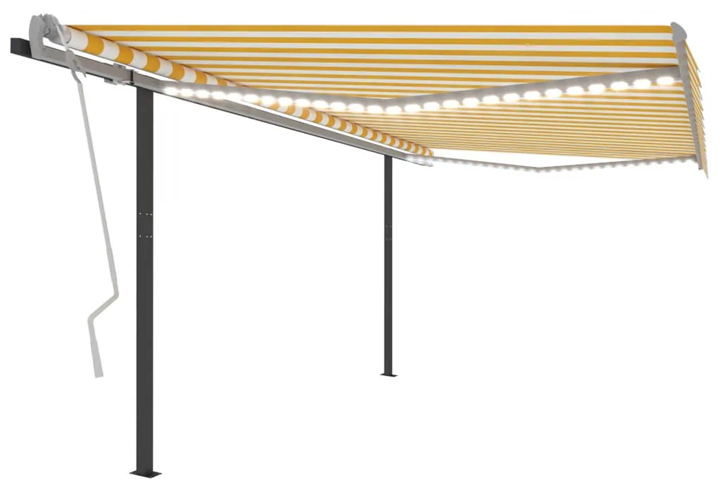 Автоматична тента с LED и сензор за вятър 4x3 м жълто и бяло