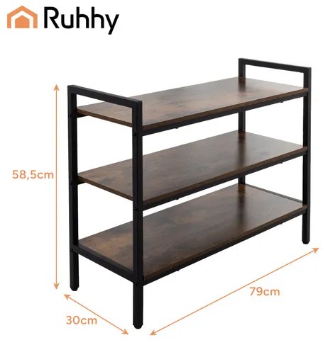 Шкаф за обувки с 3 дървени рафта