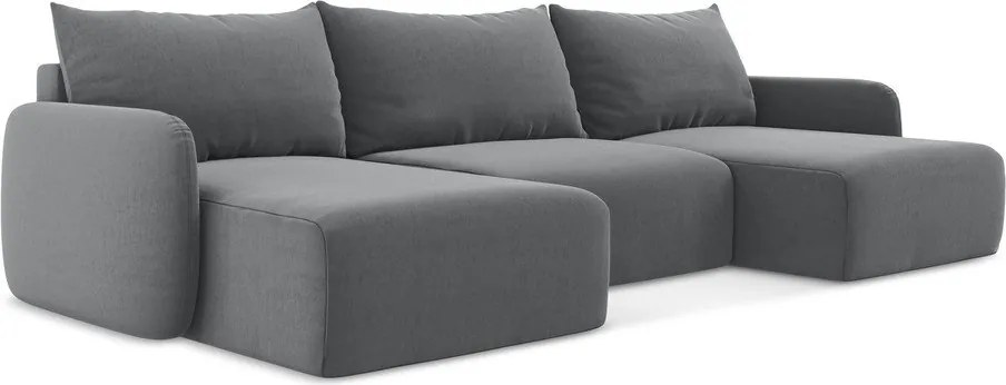 Сив кадифен сгъваем/с място за съхранение ъглов диван (U форма) Kalena – Makamii