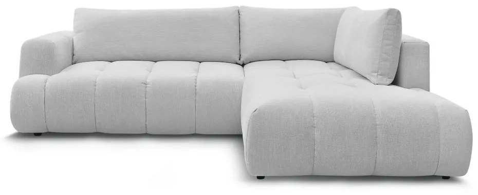 Светлосив сгъваем/с място за съхранение ъглов диван (десен ъгъл/L форма) Fuji – Bobochic Paris