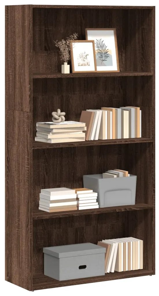 857946 vidaXL Библиотека, кафяв дъб, 80x30x152 см, инженерно дърво