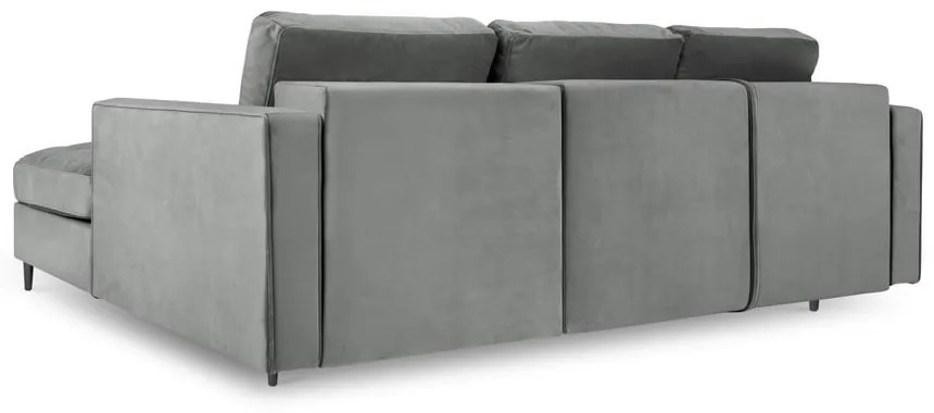 Светлосиво кадифено ъглово канапе, десен ъгъл Santo - Milo Casa