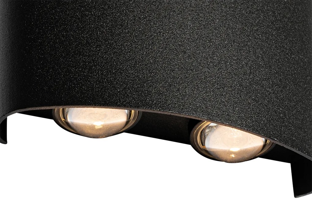 Външна стенна лампа черна с LED 4-светлини IP54 - Silly