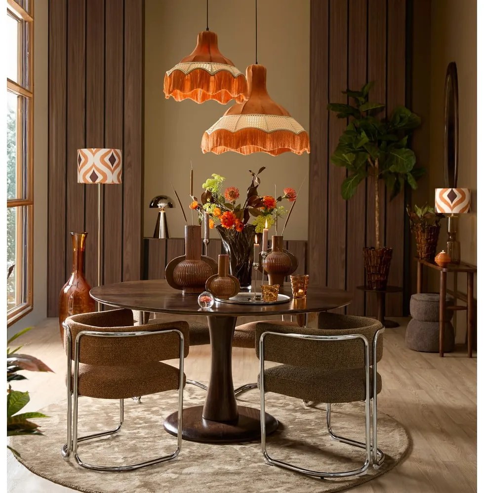 Кафяв метален трапезен стол с подлакътници Adante – Light &amp; Living