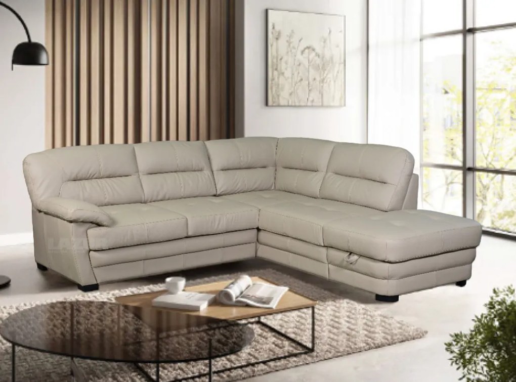 Ъглов диван Роял с функция сън естествена кожа