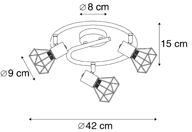 Смарт LED прожектор месингов въртящ се и накланящ се вкл. 3 Wifi P45 - Mosh