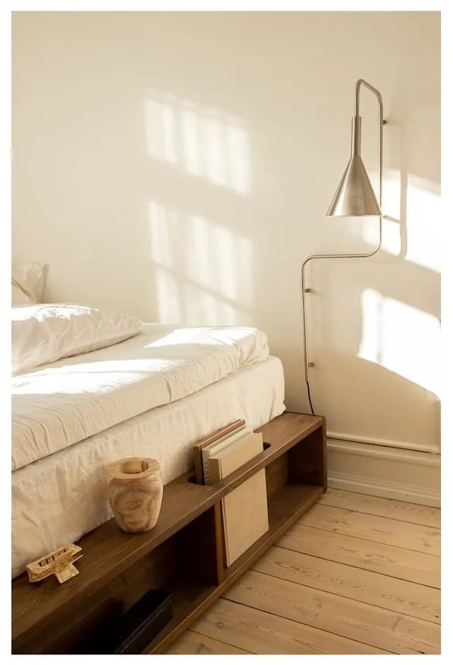 Кафяво двойно легло от борова дървесина с решетка 140x200 cm Ziggy - Karup Design