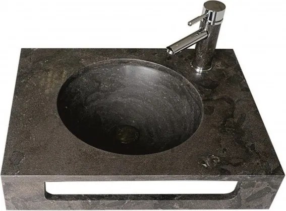 Мивка за баня ICL 4712BL, стенен монтаж, с отвор за смесител, мрамор, син, 60x47x12см