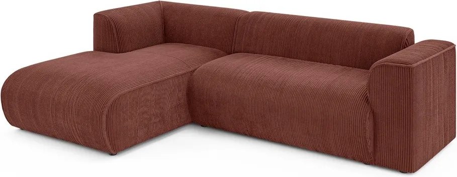 Теракотен ъглов диван от рипсено кадифе (ляв ъгъл) Merid – Ropez
