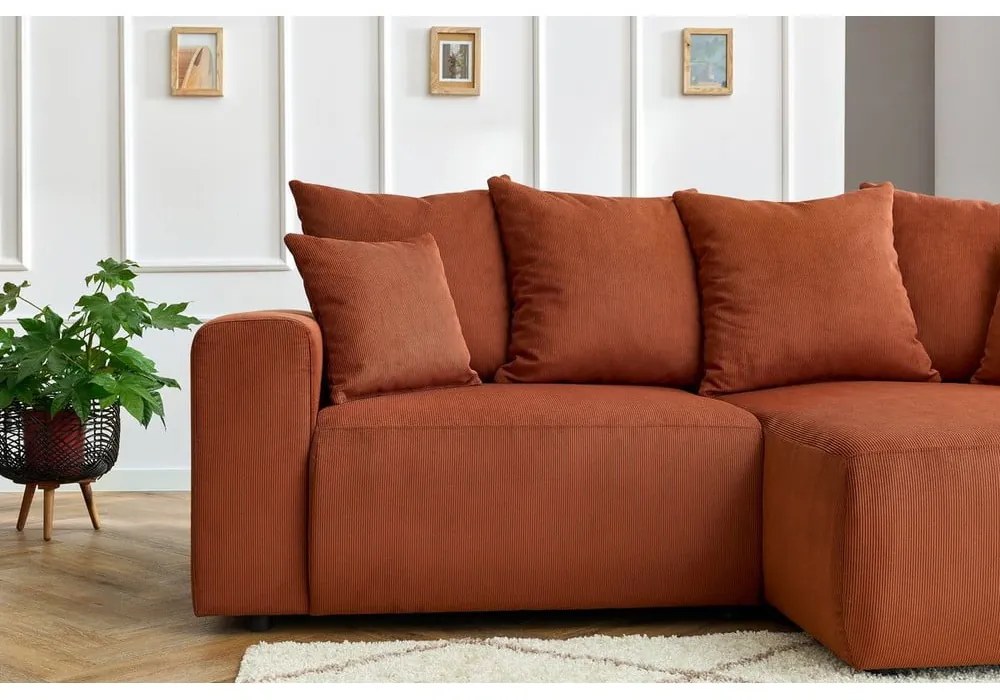 Оранжев кадифен ъглов диван Enjoy – Bobochic Paris