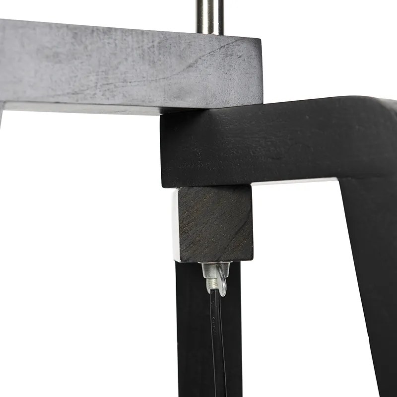 Подова лампа триножник черна с син абажур и злато 50 см - Puros