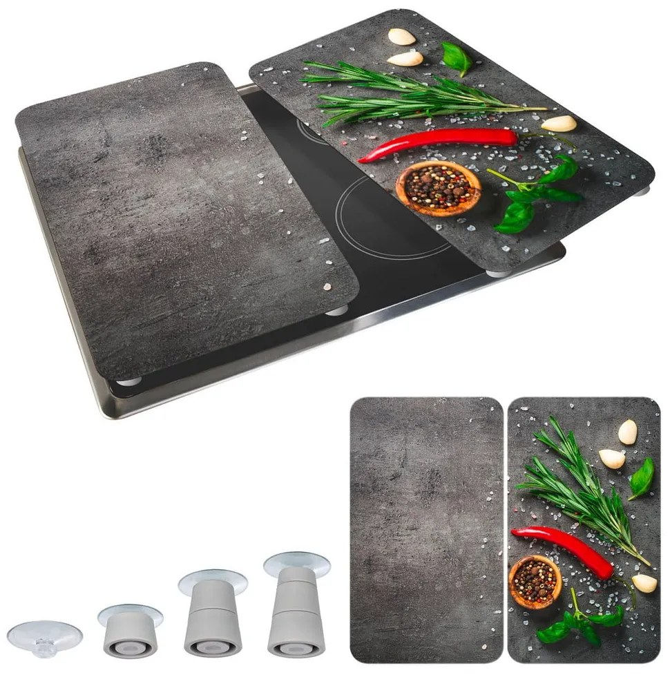 Капаци за печка в комплект от 2 броя от закалено стъкло 52x30 cm Rosemary - Maximex