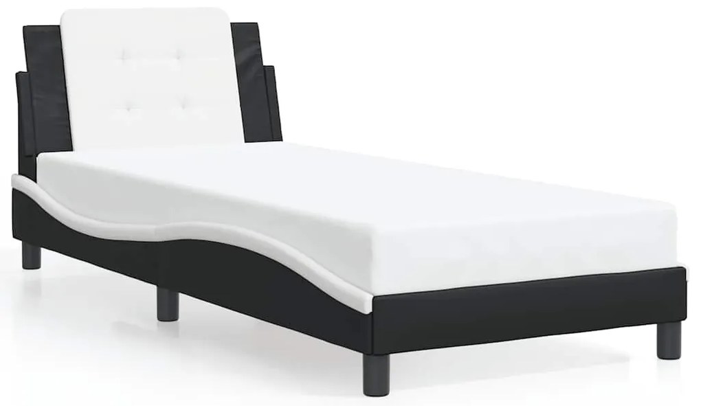 3208147 vidaXL Рамка за легло без матрак Zadar, черно-бяла, 80x200 см, изкуствена кожа