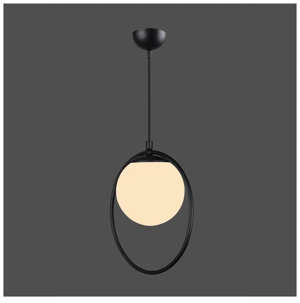 Черна метална висяща лампа със стъклен абажур ø 15 cm Ates - Squid Lighting