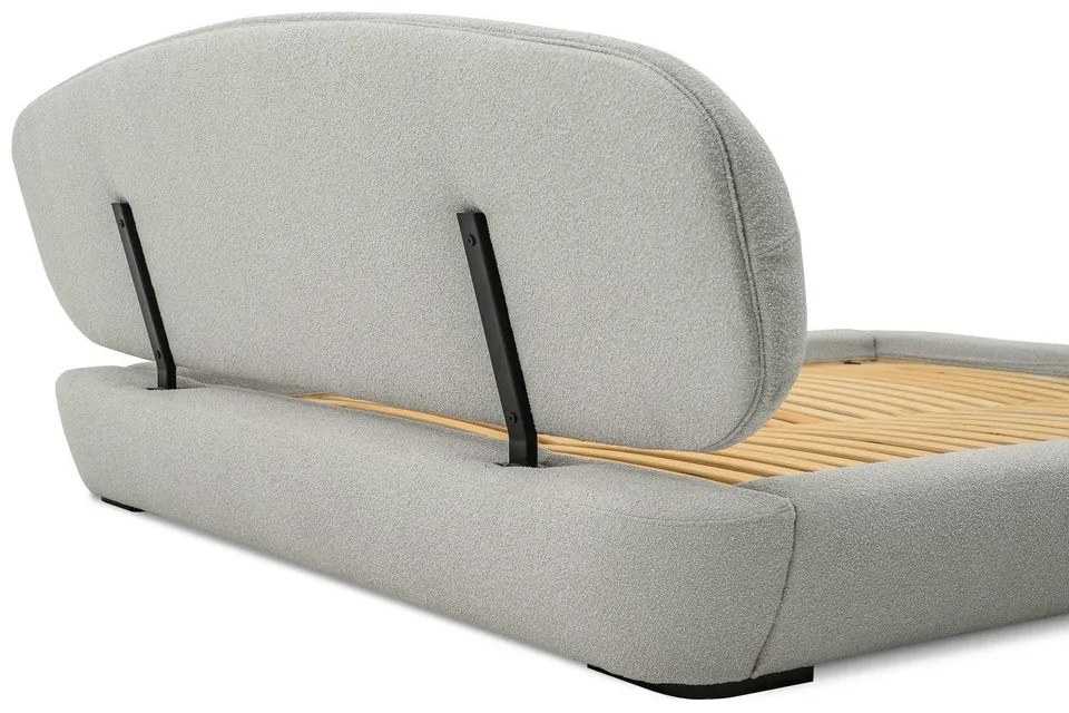 Светлосиво тапицирано двойно легло с включена подматрачна рамка 180x200 cm Odette – Scandic