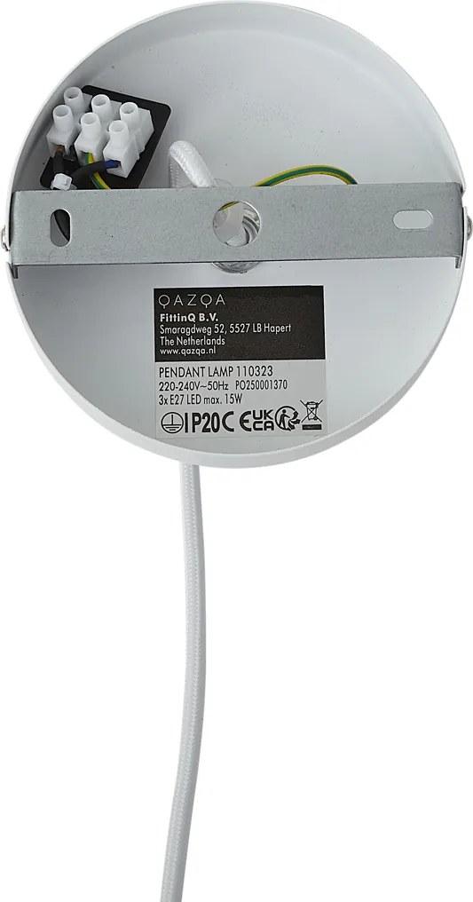 Модерен висящa лампa бежовa с естествен 50 см 3-светлини - Drum Duo