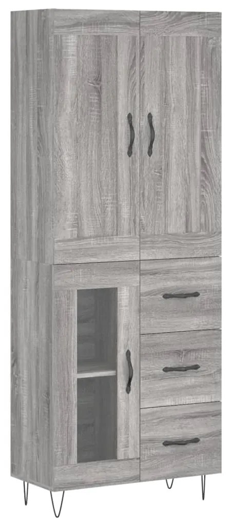 3199975 vidaXL Висок шкаф, сив сонома, 69,5x34x180 см, инженерно дърво